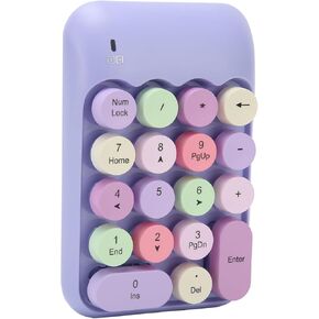 Retro Color 2.4GHz Numeric Keypad with USB Receiver for Laptop, Portable 18 Keys Wireless Number Pads Round Keycaps Auto Sleep Accounting Numpad Compatible with OS X (Dark Green Color)