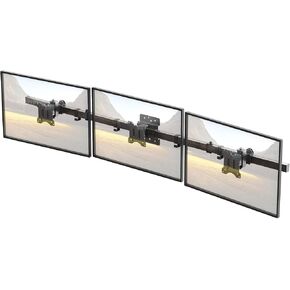 Triple Monitor Wall-Mount for 17"-32" Screens - Adjustable Heavy Duty Three Wall Monitor Mount with Cable Management, Space-saving,Tilt, Swivel, Rotation, VESA 75/100 mm, Max 15.4lbs per Screen, Black