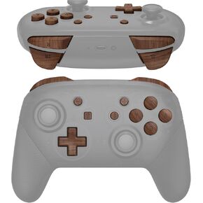 eXtremeRate Wood Grain Repair ABXY D-pad ZR ZL L R Keys for Nintendo Switch Pro Controller, DIY Replacement Full Set Buttons with Tools for Nintendo Switch Pro Controller - Controller NOT Included