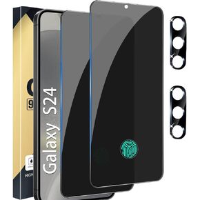 2 Pack Galaxy S24 Privacy Screen Protector, Tempered Film with 2 Pack Camera Lens Tempered Glass, High Clarity, Anti-Spy Protection for Samsung S24 5G