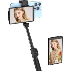 5'' Phone Vlog Selfie Monitor Screen, Magnetic Phone Holder Clip Mount, Back Camera Monitor for Live Stream Low Latency, Remote Control for TikTok YouTube Wire Connection iPhone&Android (Black)