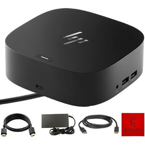 HP 26D32AA USB-C Dock G5 Bundle - HP Docking Station for Laptop Dual Monitor and Charging - with 120W AC Charging, HDMI Cable, DisplayPort Cable - HP G5 Dock Station