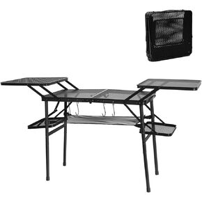 CDEN Camping Table, Camp Tables for Grills, Folding Table, Tailgate Table, with Side Table, 4 Side tablese, mesh net, for Camping, Picnic, BBQ