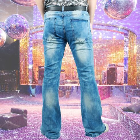 Akkad Kuti Mens Bell Bottom Pants 70s Disco Outfit Vintage Pants High Waisted Flare Jeans in Saudi Arabia