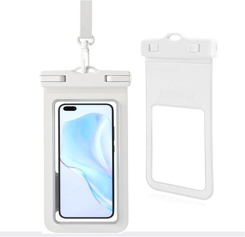 حقيبة هاتف مقاومة للماء ، Universal Phone Lanyard Case Case Bag Dry Accable مع iPhone 15 14 13 Pro Max Galaxy S24 S23 S22 بالإضافة إلى 7.2 "، IPX8 Beach Travels-Phite-Phite-2Pack in Kuwait