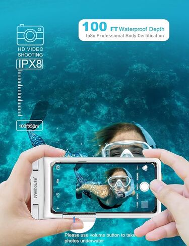 حقيبة هاتف مقاومة للماء ، Universal Phone Lanyard Case Case Bag Dry Accable مع iPhone 15 14 13 Pro Max Galaxy S24 S23 S22 بالإضافة إلى 7.2 "، IPX8 Beach Travels-Phite-Phite-2Pack in Kuwait