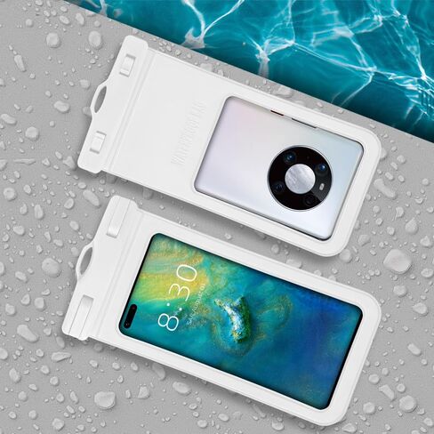 حقيبة هاتف مقاومة للماء ، Universal Phone Lanyard Case Case Bag Dry Accable مع iPhone 15 14 13 Pro Max Galaxy S24 S23 S22 بالإضافة إلى 7.2 "، IPX8 Beach Travels-Phite-Phite-2Pack in Kuwait