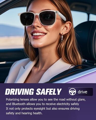 Wireless Bluetooth Sunglasses for Men Women Polarized, Smart Sunglasses Headphones Bluetooth Audio Glasses with Speakers in Saudi Arabia