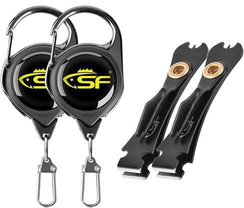 SF 2Packs 3 في 1 Fly Fishing Nipper Toyt Tower Tower Black Stainst Steel Floy Line Cutter Clippers Clippers with Zinger Retract in Kuwait