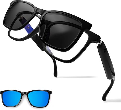 GS05 Smart Glasses with Magnetic Lenses, Bluetooth Glasses for Women Men, UV400 Polarized/Anti-blue light lens,Open Ear Music in Kuwait