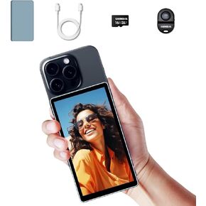 CP5 5" Phone Vlog Selfie Monitor Screen w/Magnetic Silicone Case, 500nit 1080P Alloy Shell Touch Screen Selfie Monitor with Bluetooth Remote Control for vlog, Live Streaming,etc.