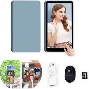 CP5 Phone Vlog Selfie Monitor Screen, 5 inch 1080P Touchscreen Monitor, 2.4G/5GHz 164ft Wireless Transmission with Bluetooth Remote for iPhone Vlog Selfie Monitor Screen (with Grey Case)