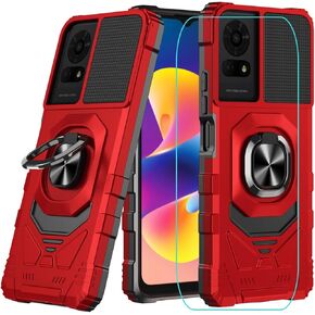for TCL 50 LE Case/TCL K23 Case/TCL K24 Case with Screen Protector,Magnetic Ring Stand Dual Layer Military Grade Protection,Rugged Shockproof Corner Phone Case for TCL 50 LE/TCL K24/TCL K23 Blue