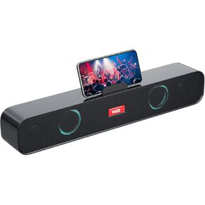Speakers with Phone Holder,Stereo Sound Bar Laptop Speaker for Desktop/Laptop/PC/Pad/Cellphone, Colorful Gradient Lighting Soundbar, USB Desktop Speaker Plug and Play