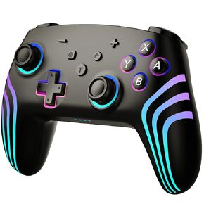 وحدة التحكم اللاسلكية Lyvix اللاسلكية مع مشغل تأثير القاعة ، Switch Pro Controller متوافق مع Nintendo Switch/Lite/OLED/PC/IOS/Android/Steam ، وحدة تحكم ألعاب مع RGB LED ، إيقاظ ، وظيفة توربو