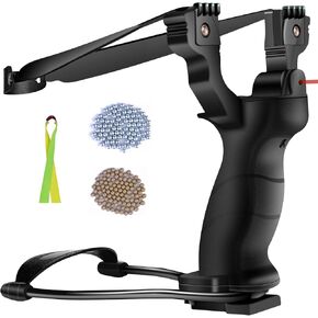 Laser Slingshot Set - Wrist Slingshots for Adults with 200 Ammo and Extra Sling Shot Bands, Suitable for Hunting, Shooting Practice and Fans of Wrist Slingshot