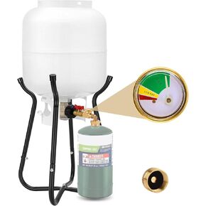 WADEO Propane Refill Adapter for 1lb Tank with Propane Cylinder Refill Stand, QCC1 Propane Adapter 20lb to 1lb Converter with Gauge and On-Off Control Valve for 1lb refillable Propane Cylinder