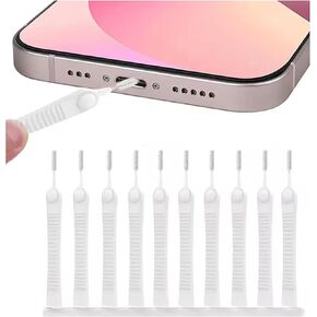 Cell Phone Cleaning Kit, Anti-Clogging Nylon Cleaner for iPhone Charging Port,Speaker and Receiver, Mini Cleaning Brushes Dust Remover Tools -10pcs/White