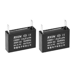 uxcell Ceiling Fan Capacitor CBB61 1.5uF 450V AC Single Insert Metalized Polypropylene Film Capacitors 36.5x11x24.5mm for Water Pump Motor Generator, Pack of 2