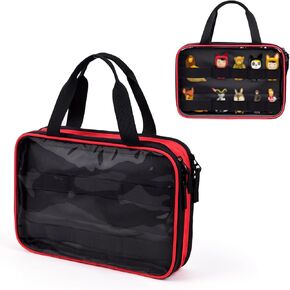 Carrying Case for Tonies Figures, Travel Storage Bag for Toniebox Characters, Up to 20 Pieces (Black/Red)