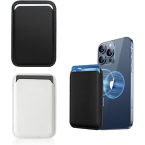 MagSafe Wallet,Stronger Magnetic Wallet for iPhone 16 Series,Magnetic Phone Wallet Stick on iPhone 15/14/13/12 Pro/ProMax Series,2Packs,Black & White