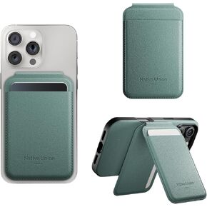 Native Union Active Wallet Stand | Magnetic – MagSafe Card Holder with Stand for iPhone 16, 15, 14, 13, 12 – Extra Secure & Ultra Slim – Store 4 Cards – Durable & Recycled Material (Slate Green)