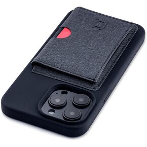 Dockem Flip Card Case for iPhone 14 Pro Max with Removable Minimalist Flap Wallet for 3-4 Cards & Metal Plate for Magnetic Mounting (Black)