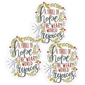 3PCs Thrill of Hope The Weary World Rejoices Sticker, Clear Christian Faith Sticker, Bible Verse Scripture Waterproof Vinyl Religious Decals for Laptop Water Bottle Phone Tumbler Journal (3 Inches)