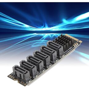 M.2 to Sata3.0 Adapter Card, Nvme to Sata Adapter, M.2 M Eky Pcie3.0 to Sata Adapter Card, Asm1166 6gbps Sata Expansion Card, 6 Port M.2 Expansion Card with Smart Indicator