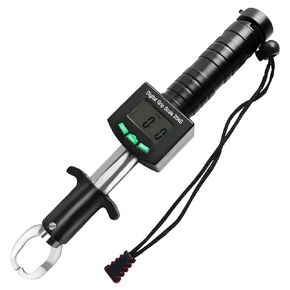 Fish Gripper with Digital Fish Scale,Professional Fish Lip Gripper with 55lb/25kg Fish Weight Scale and 1M Tape Measure Stainless Steel Waterproof Fish Holder Grabber Tool Set