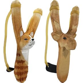 Hand-Carved Wooden Animal Slingshot Set | 2 Pack
