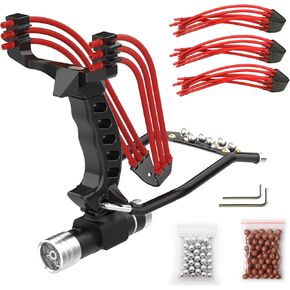 Goldboy Wrist Rocket Slingshots, Powerful Folding Hunting Slingshot for Adults, Professional Slingshot with 3 Rubber Bands Replacement and 120 Ammo Balls