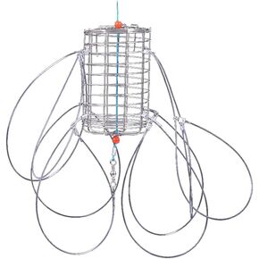 2 Pack Crab Snares for Fishing Rods, Stainless Steel Raw Wire Coil Wire Mesh, 8 Rings, Figure 8 Ring Lead Drop Hanging Ring, Rectangular Bait Trap for Treasure, Rock, Blue Crab,Bait Traps