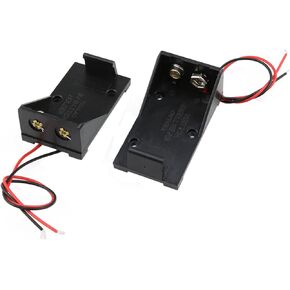 9V Battery Boxs, DIY Plastic Battery Containers with 2X Lead Wires Spring Clip -2PCS