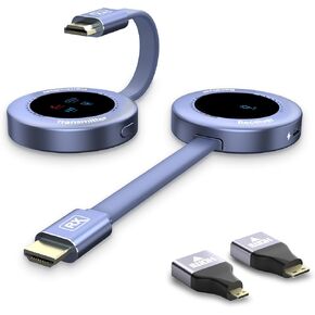 Wireless Hdmi Transmitter and Receiver, Wireless HD Extender Plug & Play Portable 2.4G/5G with LED Screen Wireless Hdmi Kit for Streaming Video and Audio to Monitor from Laptop/Pc/Tv Box/Projector