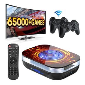 Kinhank Retro Game Console,Super Console X4 PLUS Emulator Console Built-in 65000+Games,S905X4 Chip,Video Game Console with 3 Systems,8K UHD Output,2.4G+5G WIFI,BT 4.0,USB 3.0,2 Wireless Controllers