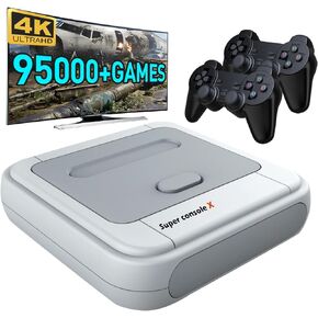 Kinhank Super Console X Retro Video Game Console Built in 95,000+ Classic Games,Emulator Console for 4K TV Support HD Output, Up to 5 Players,LAN/WiFi,Gifts for Men Who Have Everything,2 Gamepads