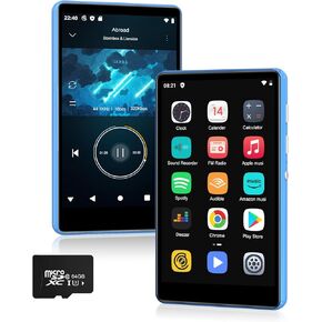 80GB MP3 Player with Bluetooth and WiFi, Parental Controls, Pre-Installed Spotify, Spotify Kids, 4" MP4 Player with Audible, Audiobooks, SWOFY M503pro Music Player Up to 512GB Blue