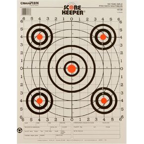 Champion Range and Target Score Keeper Fluorescent Orange Bull 100-yard Sight-in Rifle Target (Pack of 12) (45726)