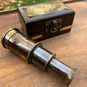 Antique Model Victorian Marine Telescope with Wooden Box NAUTICAL CRAFT WORKS.