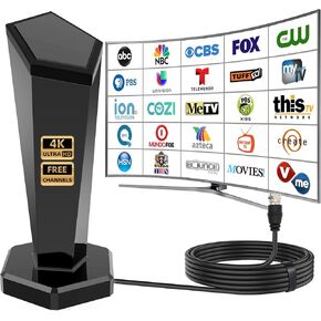 TV Antenna,TV Antenna Indoor,Digital Antenna for Smart TV Indoor,Support 4k 1080P Channels with 10ft Long Cables,Strong Magnetic Base,360° Reception HD Antenna for TV Indoor