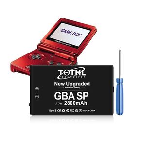 TQTHL 1-Packs Gameboy Advance SP Battery Pack, GBA SP Rechargeable Lithium-ion Battery Replacement for GBA SP, AGS-001, SAM-003 with Tool Pack Kit