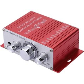Goshyda Mini Digital Car Audio Amplifier, HiFi Audio Music CD DVD MP3 FM Player, Professional Input Operational Amplifier IC, 4 Sound Field Modes of DSP, 12V Power Supply (Red)