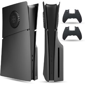 لوحة Peyanz faceplate لـ PS5 Slim (إصدار القرص) ، لوحة الغلاف ، قذيفة ABS ، شعار مطبوع ، تبديد الحرارة ، جلد مات ، مع أغطية تحكم سيليكون إضافية 2