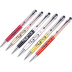 Stylus Pen,6 Pack Music Note Pens,with 6 Pen Refills,HilerPunk Crystal Capacitive Ballpoint Pen,for iPad,iPhone,Laptops,Kindle,Samsung,All Capacitive Touch Screens,Office,School Stationery Supplie
