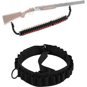Shotgun Ammo Sling Holds 25 Shells,Adjustable 2 Point Rifle Slings with Swivels，Shoulder Padded Gun Sling for 12 or 20 Gauge