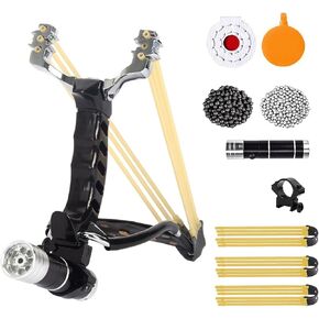 Slingshot, Professional Hunting Slingshot Set, Adjustable Wrist Slingshot with 100 Ammo Balls and 3 Rubber Bands