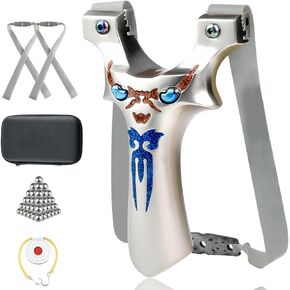 Hunting SlingShot for Adult Little Monster High Precision Aluminum Alloy - Outdoor Sports High - Power, Flat Rubber Band Hunting & Shooting Slingshot, Competition - Grade Precision & Durability