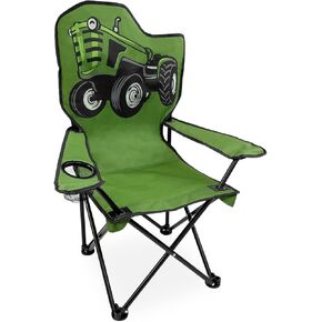 Black Sierra Camping Chair for Kids Ages 3-10, Children's Beach Chair with Cup Holder, Folding Child Lawn Chair with Carry Bag, Portable Chair for Travel Supports 150 Lbs.