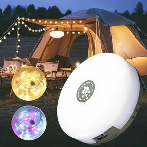 Camping String Lights, 4 in 1 Outdoor Camping Lantern with 8 Lighting Modes, Quick Storage, Camping Essentials Gear 32.8FT Lamp Lights Waterproof, Rechargeable Tent Lights for Garden Hiking Christmas